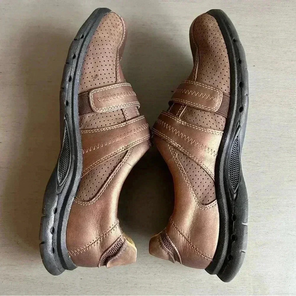 Clarks Unstructured Brown Bronze Leather Casual Slip On Shoes Loafer Women 8 - Picture 11 of 14